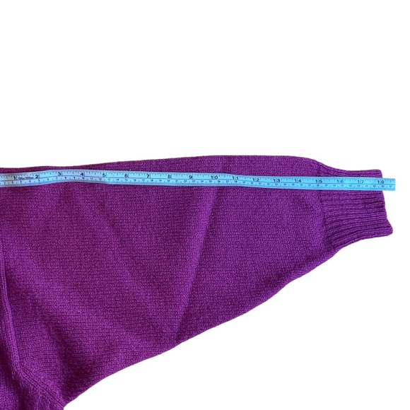 Vintage Fuchsia Oversized Wool Varsity Crop Sleeve Cardigan Sweater - Picture 5 of 8